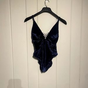 Trina Turk Navy Velvet One Piece Swimsuit